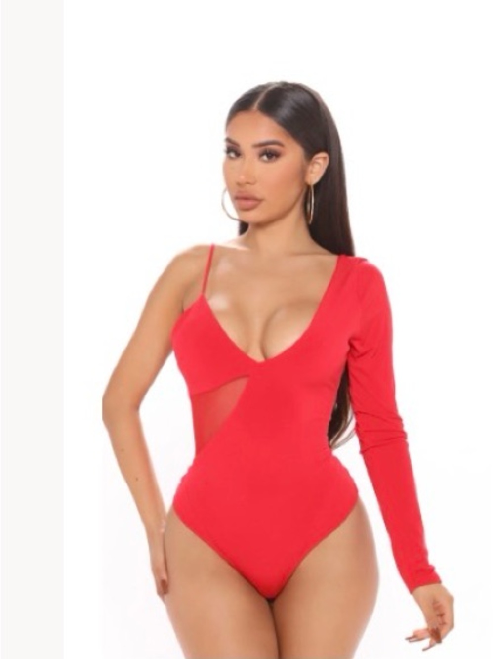 Fashion Nova One-Shoulder Plunge Bodysuit